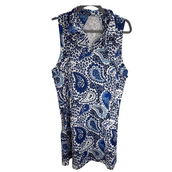 GT by Gottex Paisley Sleeveless Ruffle Trim Dress Large - Picture 1 of 6